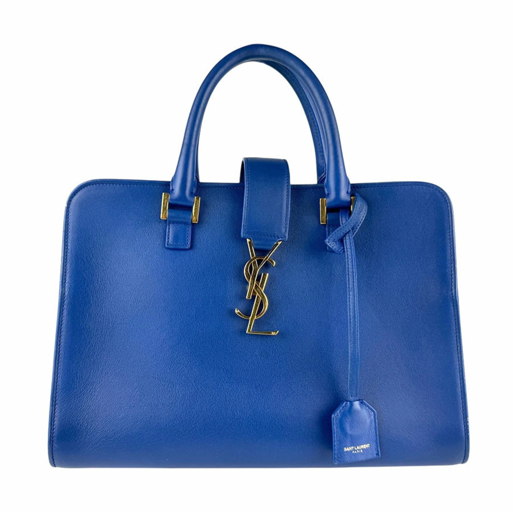 Saint Laurent 2way Shoulder Bag Cabas leather blue gold